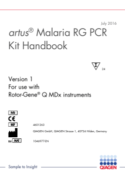 artus Malaria RG PCR Kit Handbook CE R3 1115 ROW