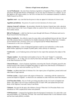 Glossary of legal terms and phrases Act (of Parliament)