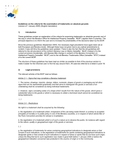 Guidelines on the criteria for the examination of trademarks