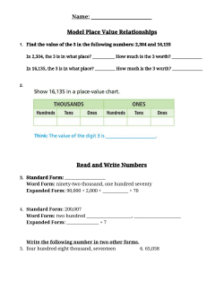 Model Place Value Relationships Read and Write Numbers