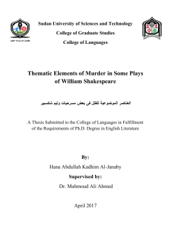 Thematic Elements of Murder in Some Plays of