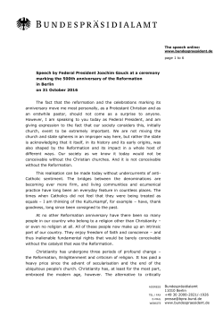 Speech by Federal President Joachim Gauck at a ceremony