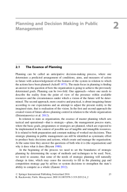 Planning and Decision Making in Public Management