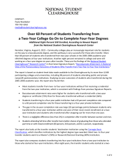 Over 60 Percent of Students Transferring from a Two