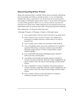 Discovering King Arthur Pretest