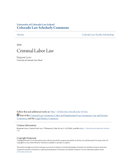 Criminal Labor Law - Colorado Law Scholarly Commons