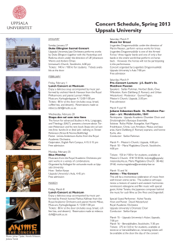 Concert Schedule, Spring 2013 Uppsala University