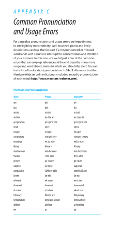 Common Pronunciation and Usage Errors