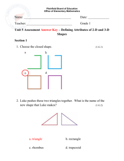 Grade 1 Unit 5 Assessment Answer