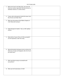 Unit 3 Study Guide 1. Before the French and Indian War, how were