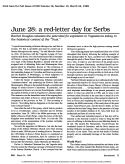 June 28: A Red-Letter Day for Serbs