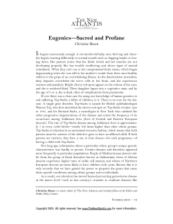 Eugenics -- Sacred and Profane
