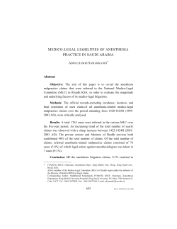 medico-legal liabilities of anesthesia practice in saudi arabia