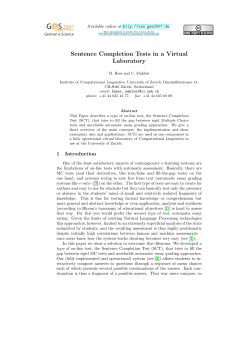 Sentence Completion Tests in a Virtual Laboratory