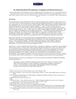 III. Eliminating Racial Discrimination, Xenophobia and Related