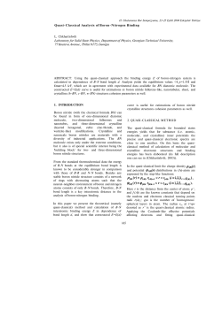 Quasi-Classical Analysis of Boron-Nitrogen Binding L. Chkhartishvili