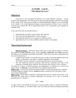 EAS1600 &ndash; Lab 04 &ldquo;The Ideal Gas Law&rdquo; Objectives Theoretical