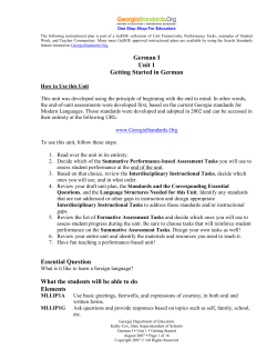 German I Unit 1 Getting Started in German Essential Question What