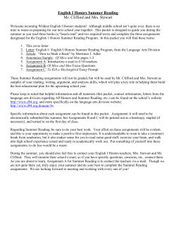 English 1 Honors - Community High School District 94