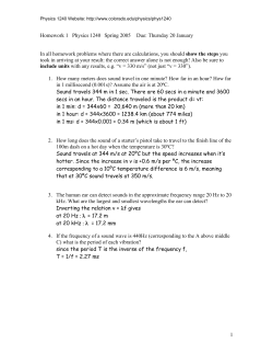 1 Homework 1 Physics 1240 Spring 2005 Due: Thursday 20