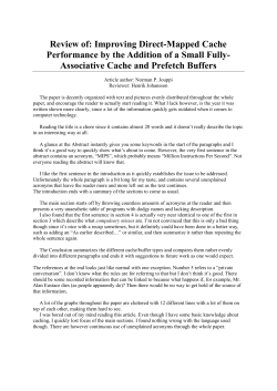 Review of: Improving Direct-Mapped Cache Performance by the