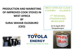 Production and marketing of improved cook stoves in west