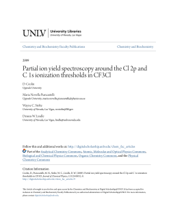 Partial ion yield spectroscopy around the Cl 2p and C 1s ionization