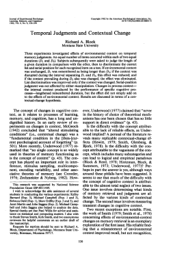 Temporal Judgments and Contextual Change