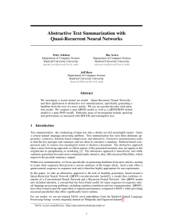 Abstractive Text Summarization with Quasi