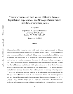Thermodynamics of the General Diffusion Process: Equilibrium