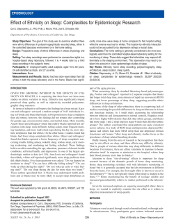 Effect of Ethnicity on Sleep: Complexities for Epidemiologic Research