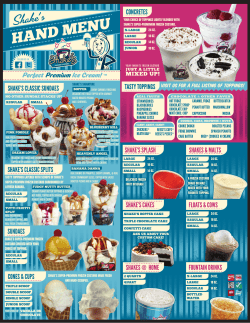 HAND MENU - Shake`s Frozen Custard