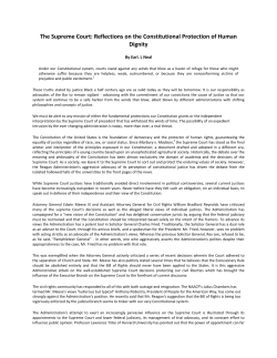 The Supreme Court: Reflections on the Constitutional Protection of