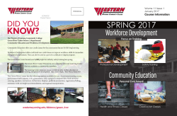 SPRING 2017 Workforce Development Community Education