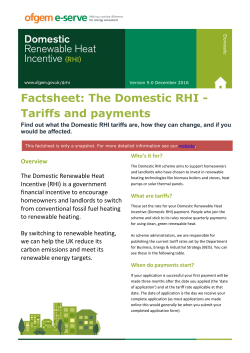 Factsheet: The Domestic RHI - Tariffs and payments