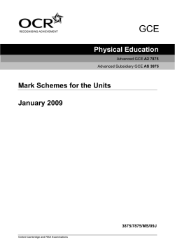 Physical Education Mark Schemes for the Units January 2009