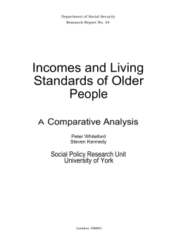 Incomes and Living Standards of Older People