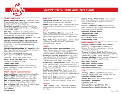 Arby`s&reg; Menu Items and Ingredients