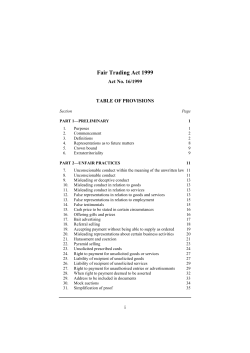 Fair Trading Act 1999 - Victorian Legislation