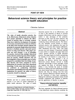 Behavioral science theory and principles for practice in health
