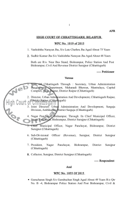 AFR HIGH COURT OF CHHATTISGARH, BILASPUR WPC No. 1019