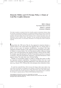 Domestic Politics and US Foreign Policy: A Study of Cold War