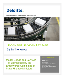 Goods and Services Tax Alert Be in the know