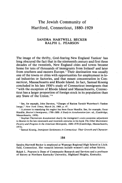 The Jewish Community of Hartford, Connecticut, 1880-1929