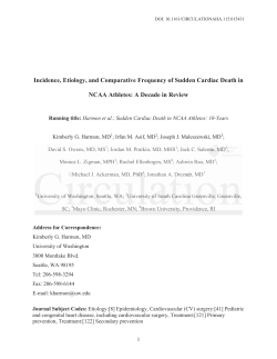 Incidence, Etiology, and Comparative Frequency of Sudden Cardiac