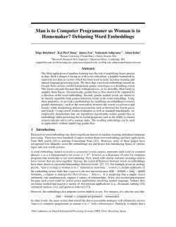 Man is to Computer Programmer as Woman is to Homemaker