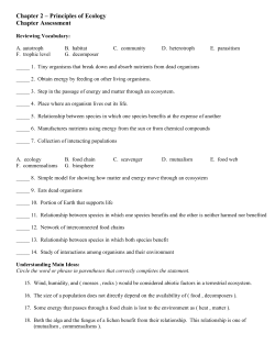 Chapter 2 – Principles of Ecology