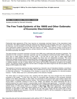 The Free Trade Epidemic of the 1860S and Other Outbreaks of