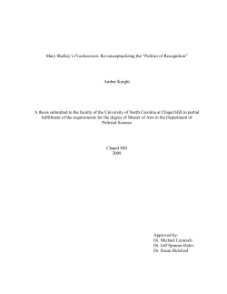Mary Shelley`s Frankenstein: Re-conceptualizing the &ldquo;Politics of