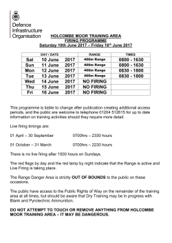 Holcombe Moor firing times 10 to 16 June 2017